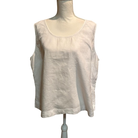 Kate Hill Tops - Kate Hill Woman‎ 3X White 100% Linen Sleeveless Tank Top Blouse Lightweight